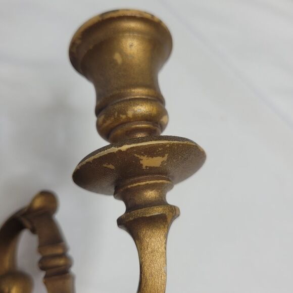 VINTAGE Syroco Wood two candle engraved holder - Picture 4 of 12